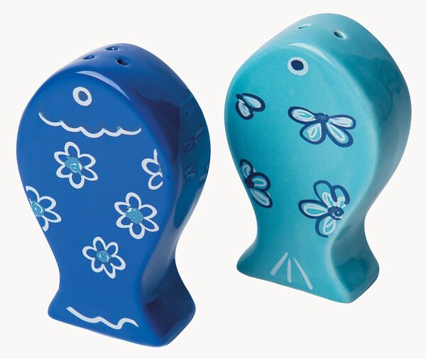 Set saliera e pepiera in ceramica dipinta a mano Ocean, set da 2