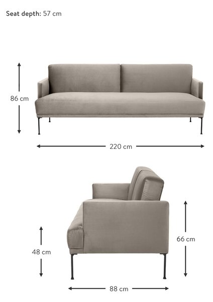 Divano letto 3 posti in velluto Fluente