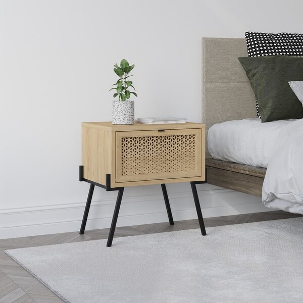 Comodino in rovere decorato in colore naturale Ecrin - Marckeric
