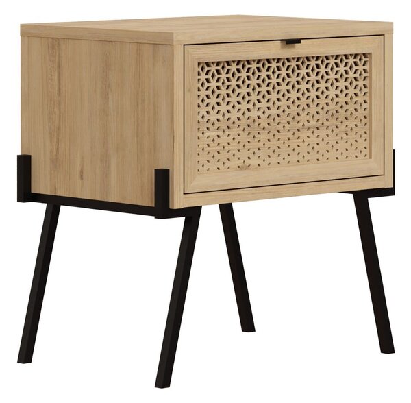 Comodino in rovere decorato in colore naturale Ecrin - Marckeric