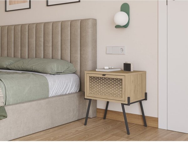 Comodino in rovere decorato in colore naturale Ecrin - Marckeric