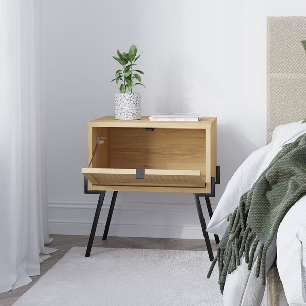 Comodino in rovere decorato in colore naturale Ecrin - Marckeric