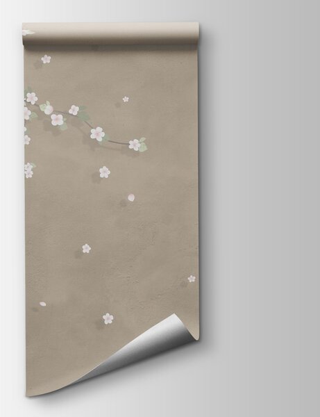 Carta da parati Ramo d'albero con fiori bianchi, Carta da parati Floreale, Carta da parati popolare, w03393v2 - Tapeko.it