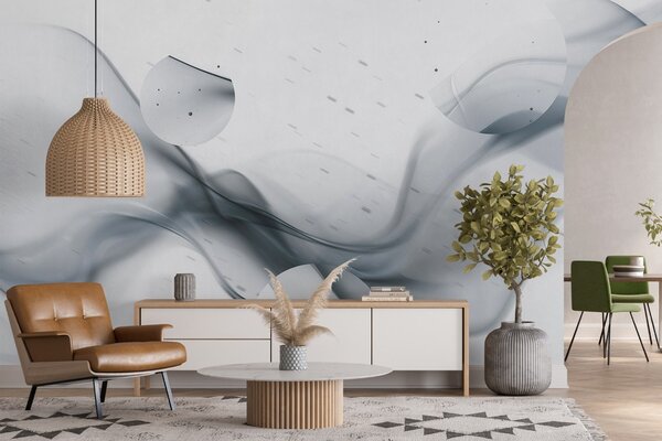 Carta da parati Fumo grigio e bianco, Carta da parati Moderno, Carta da parati popolare, w03404v3 - Tapeko.it