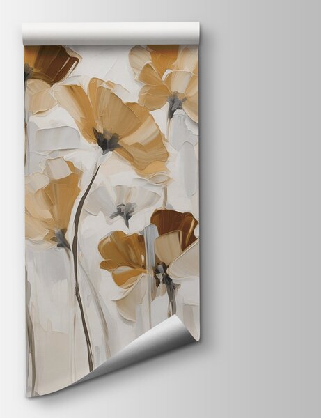 Carta da parati Pittura di fiori su sfondo bianco, Carta da parati popolare, Carta da parati popolare, w03577v1 - Tapeko.it