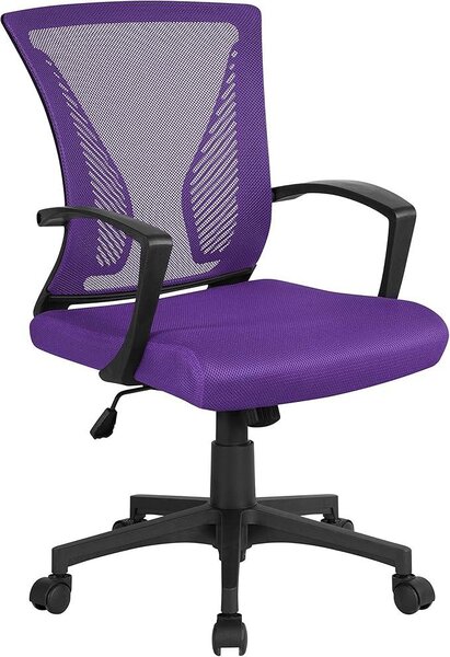 Sedia da ufficio Silecomplaza, ergonomica, con schienale in rete traspirante, colore viola