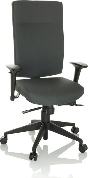 Silecomplaza 608530 - Sedia da ufficio girevole PRO-TEC 300, rivestita in tessuto grigio. Sedia ergonomica per ufficio, con schienale alto e braccioli regolabili