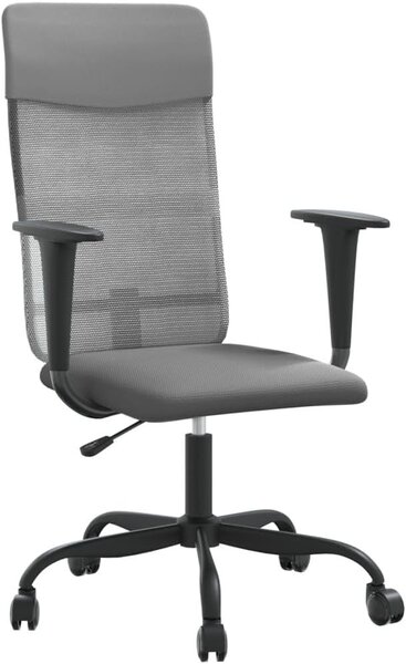 Silecomplaza - Sedia da ufficio regolabile in altezza - Sedia ergonomica per scrivania con braccioli, sedia girevole in rete e ecopelle, comoda poltrona per l'ufficio domestico e l'ufficio, colore grigio