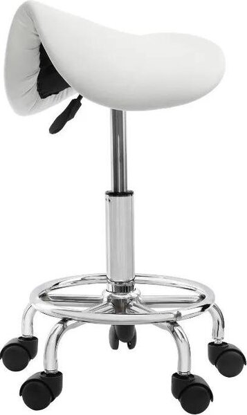 Poltrona per parrucchieri, design ergonomico, girevole a 360°, BIANCA