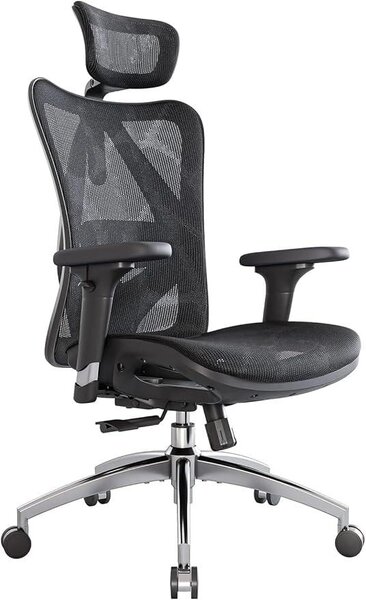 Silecomplaza M57, sedia da ufficio ergonomica, poltrona da ufficio con braccioli regolabili in 3D e supporto lombare, schienale alto in rete traspirante, sedia da scrivania con capacità di carico fino a 150 kg (330 libbre) (nera)