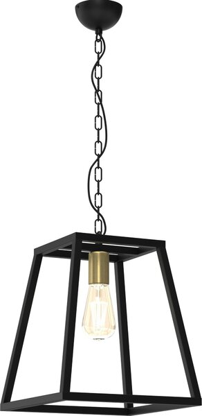 Lampada a sospensione Frame nero opaco-ottone anticato-patina 1xE27x15W metallo dim.: 80x30x30 cm IP20 Luminex