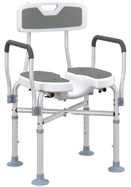 HOMCOM Sedia da doccia regolabile con schienale e braccioli antiscivolo, 136 kg, Grigio | Aosom Italy