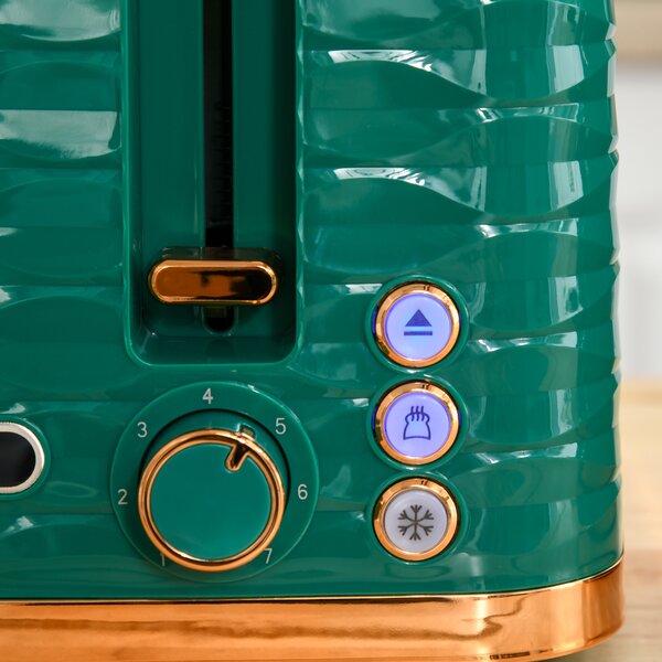 HOMCOM Set 2 in 1 tostapane e bollitore con 7 livelli, scongelamento e riscaldamento, Verde | Aosom Italy