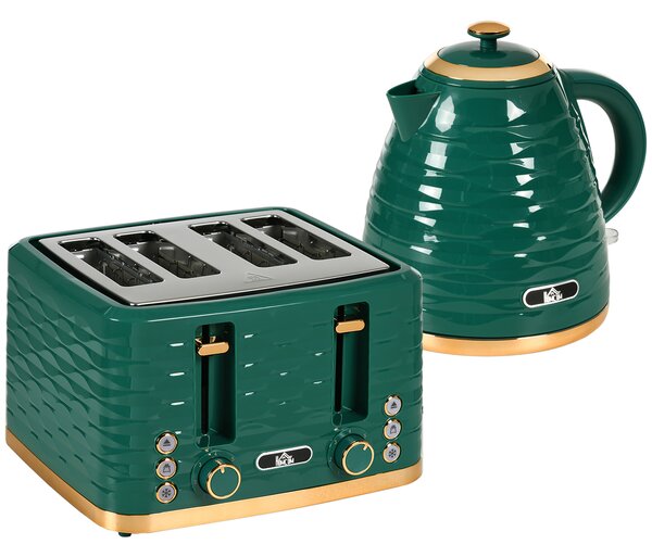 HOMCOM Set 2 in 1 tostapane e bollitore con 7 livelli, scongelamento e riscaldamento, Verde | Aosom Italy