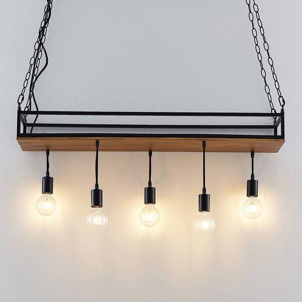 Lampada a sospensione Kirista Lindby, dimmerabile, Nero, Soggiorno / Sala da pranzo, Metallo, Vintage, Lampada a sospensione