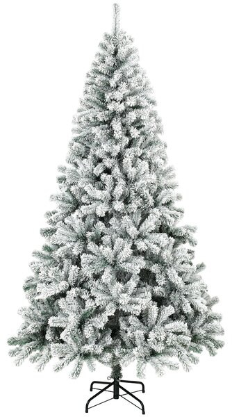 Albero di Natale Innevato Ø100x180 cm con 650 Rami Ignifughi e Base Pieghevole in Acciaio Verde