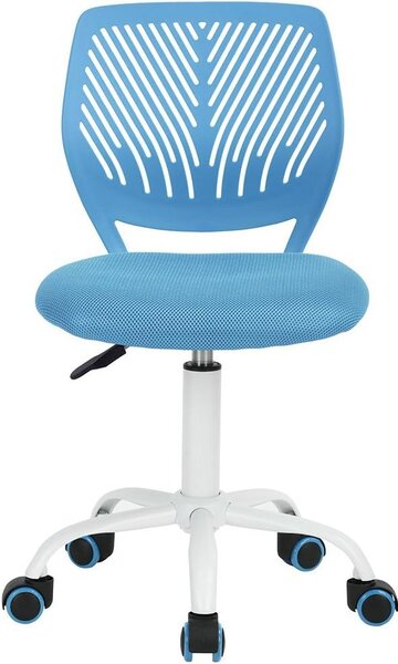 Silecomplaza: Sedia da scrivania regolabile e girevole, con seduta in tessuto, sedia da lavoro ergonomica senza braccioli, colore blu