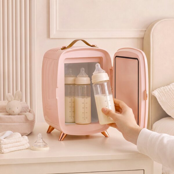 HOMCOM Frigorifero per cosmetici 6 L con porta a specchio e luci LED regolabili, Rosa | Aosom Italy