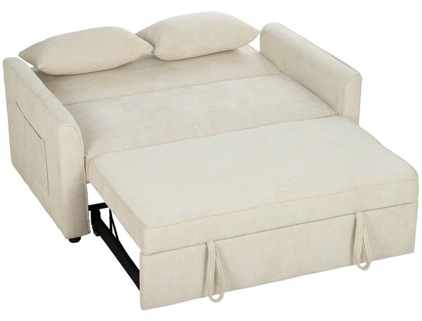 HOMCOM Divano letto 2 posti 3 in 1 clic clac in ciniglia, schienale regolabile, 142 cm, Beige | Aosom Italy