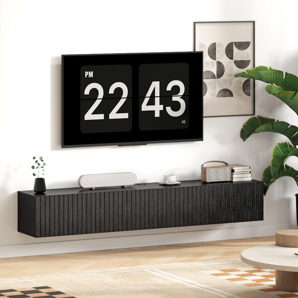 HOMCOM Mobile TV sospeso con 2 ante ribaltabili, 140x25x22 cm, Nero | Aosom Italy