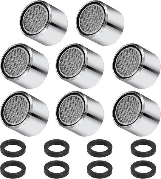 Set di 8 filtri per rubinetto, filtri per rubinetto in acciaio inossidabile, filtri per rubinetto a risparmio idrico con filtro, inclusi 8 inserti per vasche da bagno e lavelli da cucina