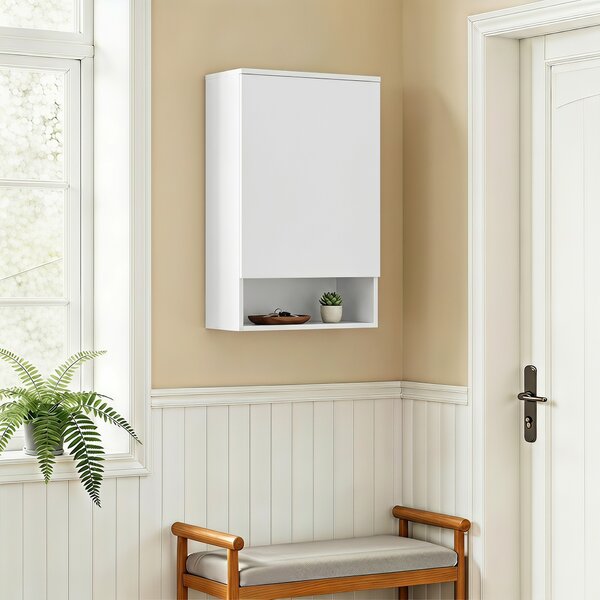 HOMCOM Mobile bagno da parete con ripiani regolabili e anta, Bianco | Aosom Italy