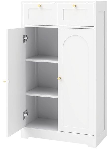 HOMCOM Mobile bagno stretto con 2 cassetti e ripiano regolabile, 60x30x108 cm, Bianco | Aosom Italy