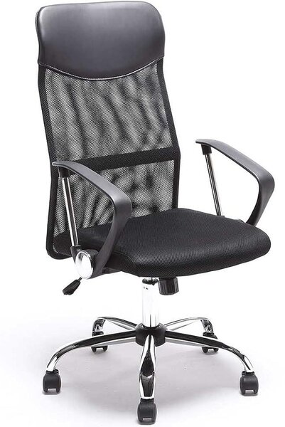Silecomplaza, sedia da ufficio ergonomica, sedia girevole, seduta imbottita, regolabile in altezza e inclinazione, portata massima di 120 kg, colore nero