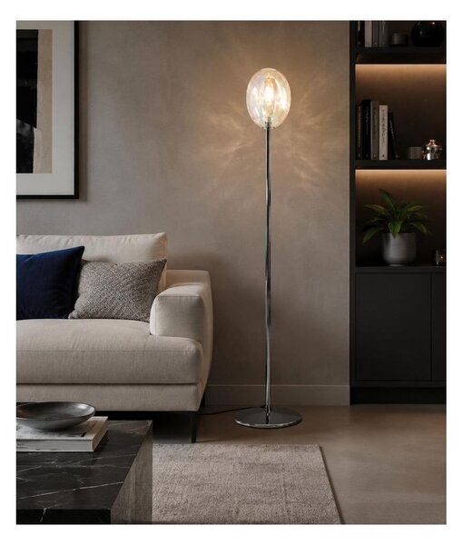 UVA PIANTANA H175 CM CON SFERA IN VETRO IRIDESCENTE E STRUTTURA IN METALLO 4 COLORI LAMPADINA ATTACCO G9