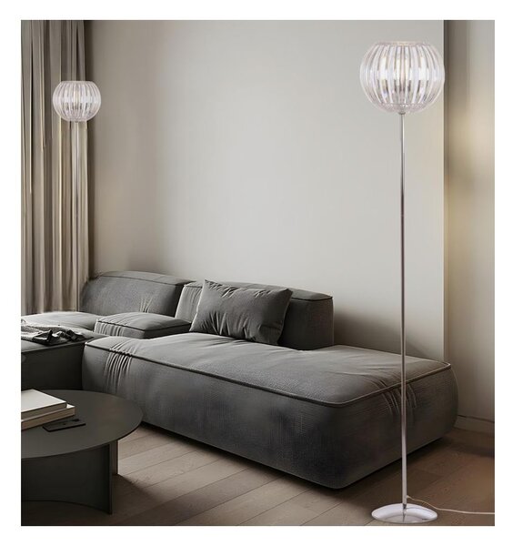 SCINTILLA LAMPADA DA TERRA CROMO DIFFUSORE IN ACRILICO TRASPARENTE 3 MISURE LAMPADINA ATTACCO E27