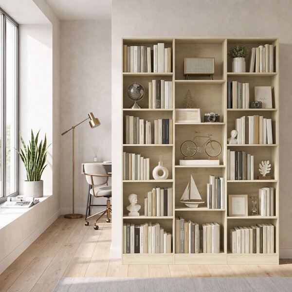 HOMCOM Libreria 6 livelli con 17 scomparti e ripiani regolabili, 149x23.6x188 cm, Rovere | Aosom Italy