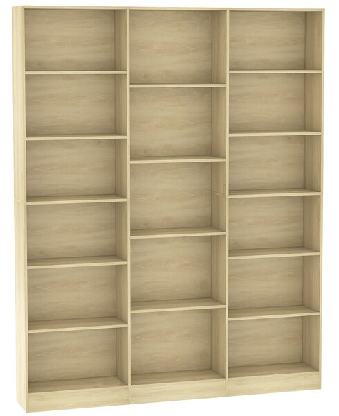 HOMCOM Libreria 6 livelli con 17 scomparti e ripiani regolabili, 149x23.6x188 cm, Rovere | Aosom Italy