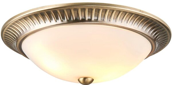 Lampada da soffitto rotonda BRAHM in ottone anticato 2xE14x15W, metallo, dimensioni: 10x32x32 cm, IP20, Endon