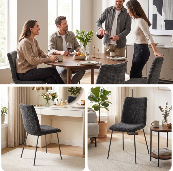 HOMCOM Set 2 sedie da pranzo imbottite in velluto con schienale incurvato, Grigio Scuro | Aosom Italy