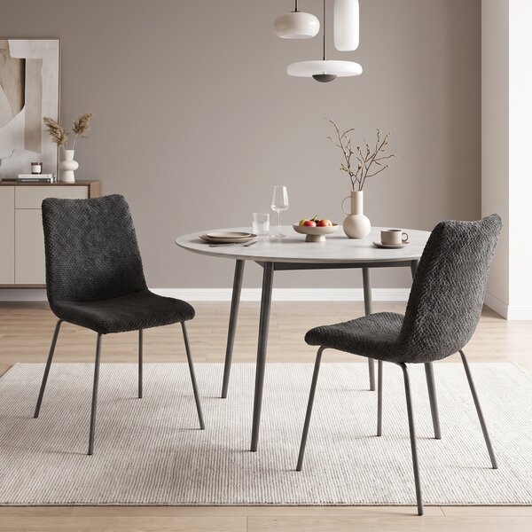 HOMCOM Set 2 sedie da pranzo imbottite in velluto con schienale incurvato, Grigio Scuro | Aosom Italy
