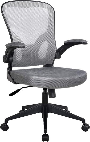 Silecomplaza: Sedia da ufficio ergonomica, girevole, per scrivania, con rivestimento in rete, colore: nero/grigio, senza poggiatesta