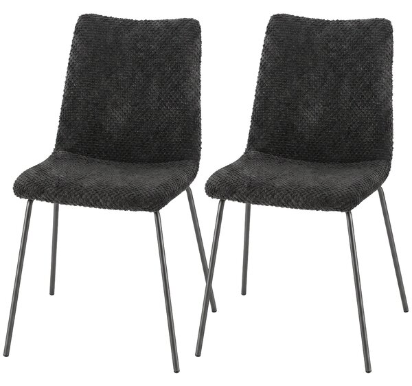 HOMCOM Set 2 sedie da pranzo imbottite in velluto con schienale incurvato, Grigio Scuro | Aosom Italy