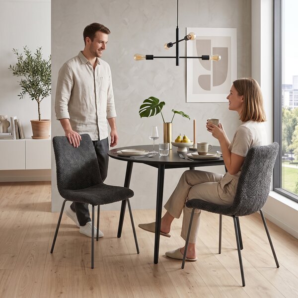 HOMCOM Set 2 sedie da pranzo imbottite in velluto con schienale incurvato, Grigio Scuro | Aosom Italy