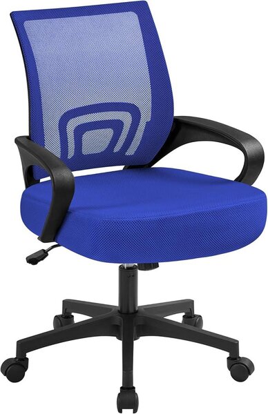 Silecomplaza: Sedia da ufficio ergonomica con schienale a rete e braccioli, colore blu