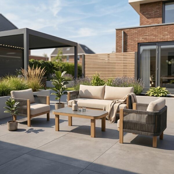 Salotto da giardino SenS-Line Palermo Poltrona-panca Alluminio effetto legno – 82456
