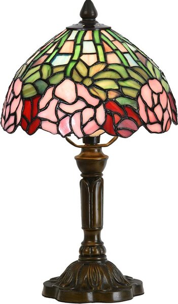 Lampada da tavolo Tiffany Clayre & Eef Ø 21x39 cm Fiori di vetro rosa verde