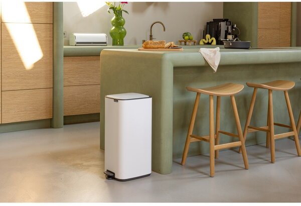 Cestino per la spazzatura bianco in acciaio con pedale 30 l Bo – Brabantia