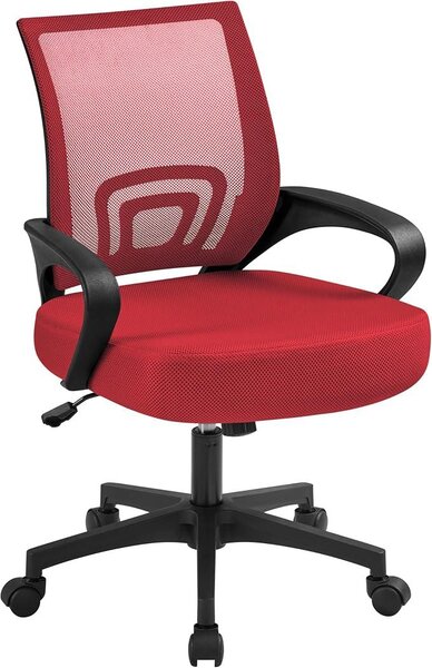 Silecomplaza: Sedia da ufficio ergonomica con schienale in rete e braccioli, colore rosso