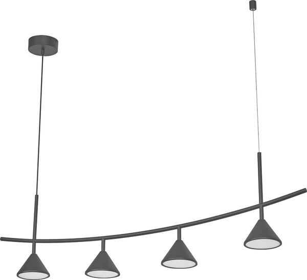 OSRAM Decor Fuji Linear, apparecchio decorativo a sospensione, 4 luci, 16W, 620lm, 3000K, 930 bianco caldo, non dimmerabile, IP20, nero, acciaio, lampadina non sostituibile