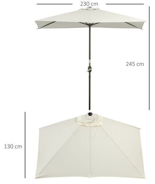 Outsunny Ombrellone da Parete Mezzaluna Salvaspazio con Apertura a Manovella, Beige|Aosom