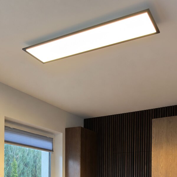 Plafoniera moderna nera 120 cm incl LED dimmerabile da caldo a freddo - Liv