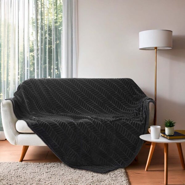 Copriletto nero in microflanella 180x220 cm Arya – douceur d'intérieur