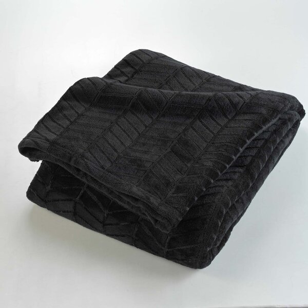 Copriletto nero in microflanella 180x220 cm Arya – douceur d'intérieur