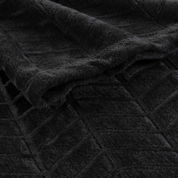 Copriletto nero in microflanella 180x220 cm Arya – douceur d'intérieur