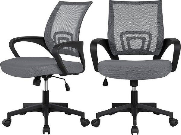 Silecomplaza, sedia da ufficio 2X, sedia girevole ergonomica con schienale a rete, regolazione dell'altezza e funzione basculante, poltrona da ufficio in tessuto a rete
